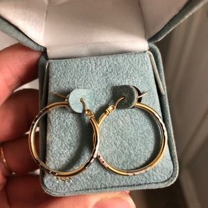 14K Gold & White Gold Hoop Earrings